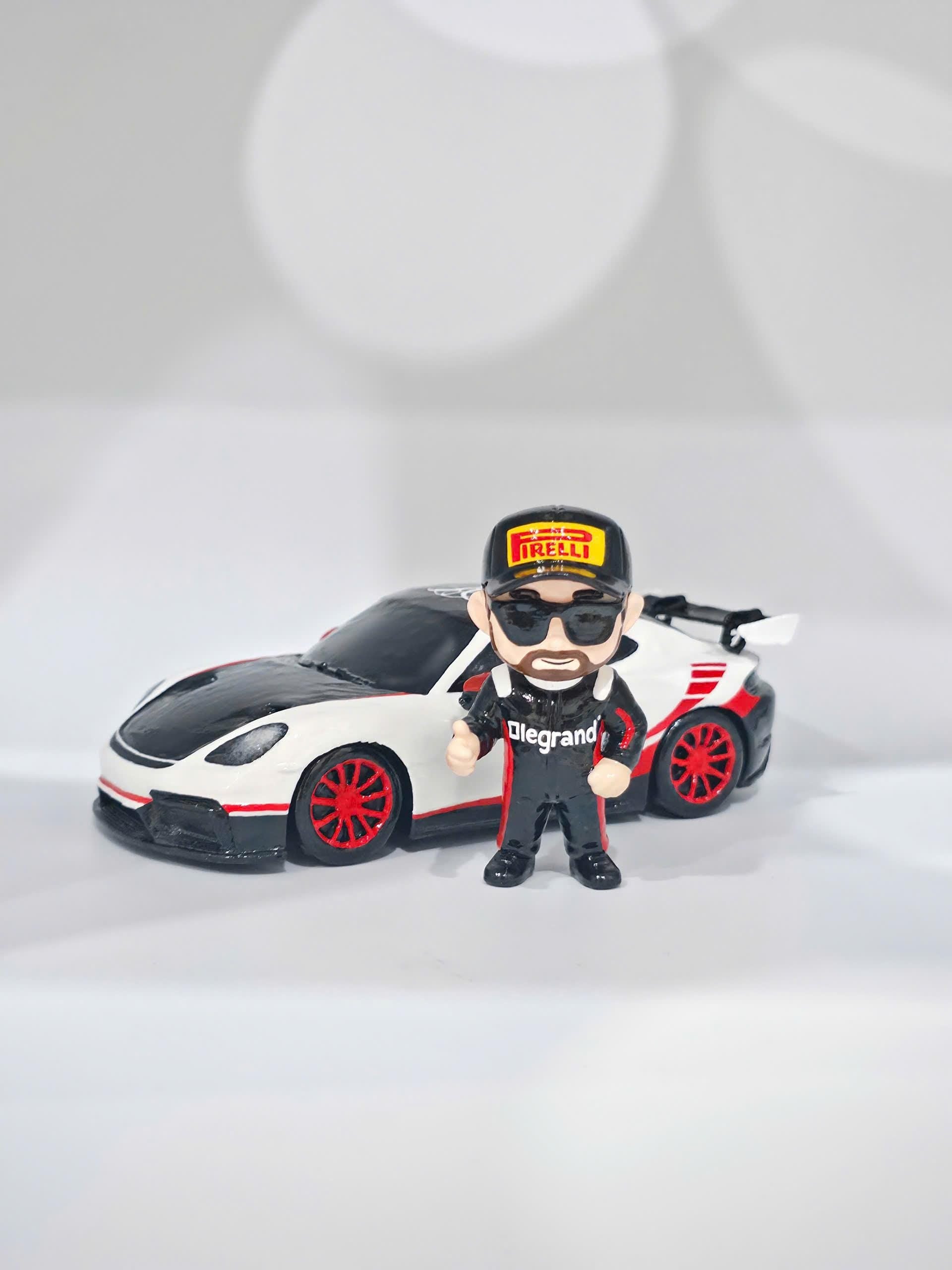 Custom Mini Me Action Figure with Supercar, Personalized Figurine from Photo, Gift for Car Lovers, Gift for Him