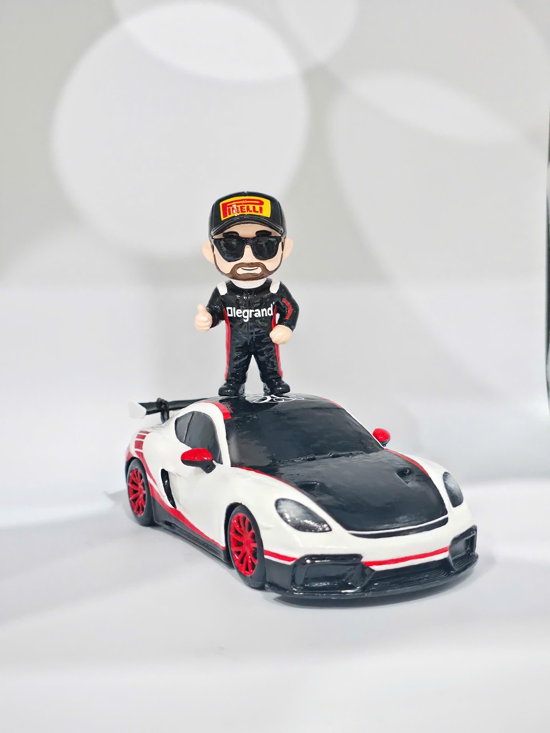 Custom Mini Me Action Figure with Supercar, Personalized Figurine from Photo, Gift for Car Lovers, Gift for Him