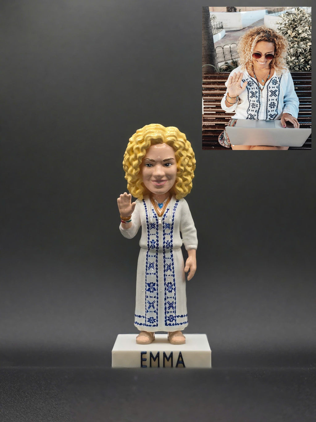 Custom Bobblehead From Photo, Personalized Figurine With Name Base, Handmade Mini Me Gift, Unique Gift for Him Her, Fathers D