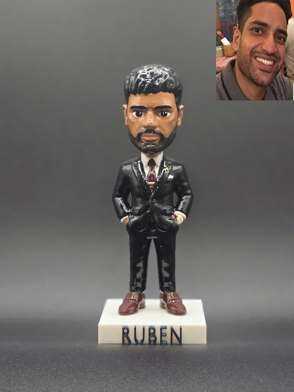 Custom Bobblehead From Photo, Personalized Figurine With Name Base, Handmade Mini Me Gift, Unique Gift for Him Her, Fathers D