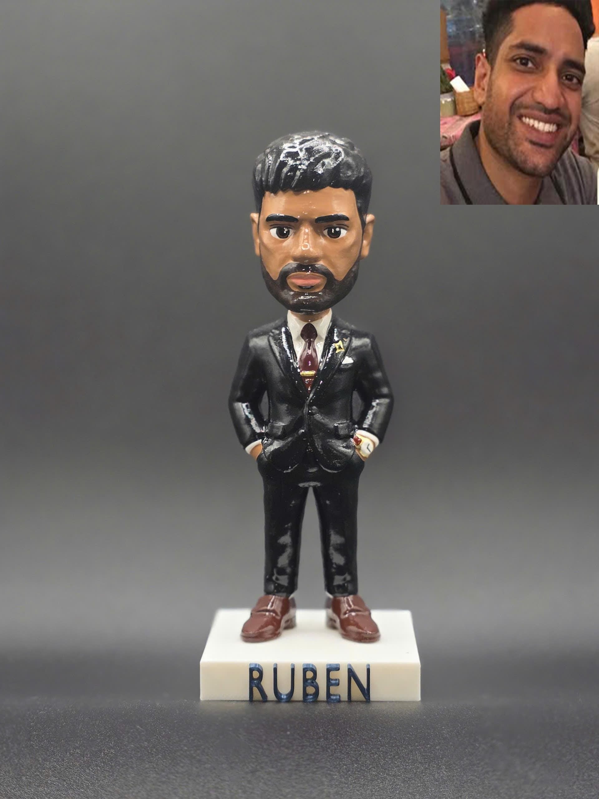 Custom Bobblehead From Photo, Personalized Figurine With Name Base, Handmade Mini Me Gift, Unique Gift for Him Her, Fathers D