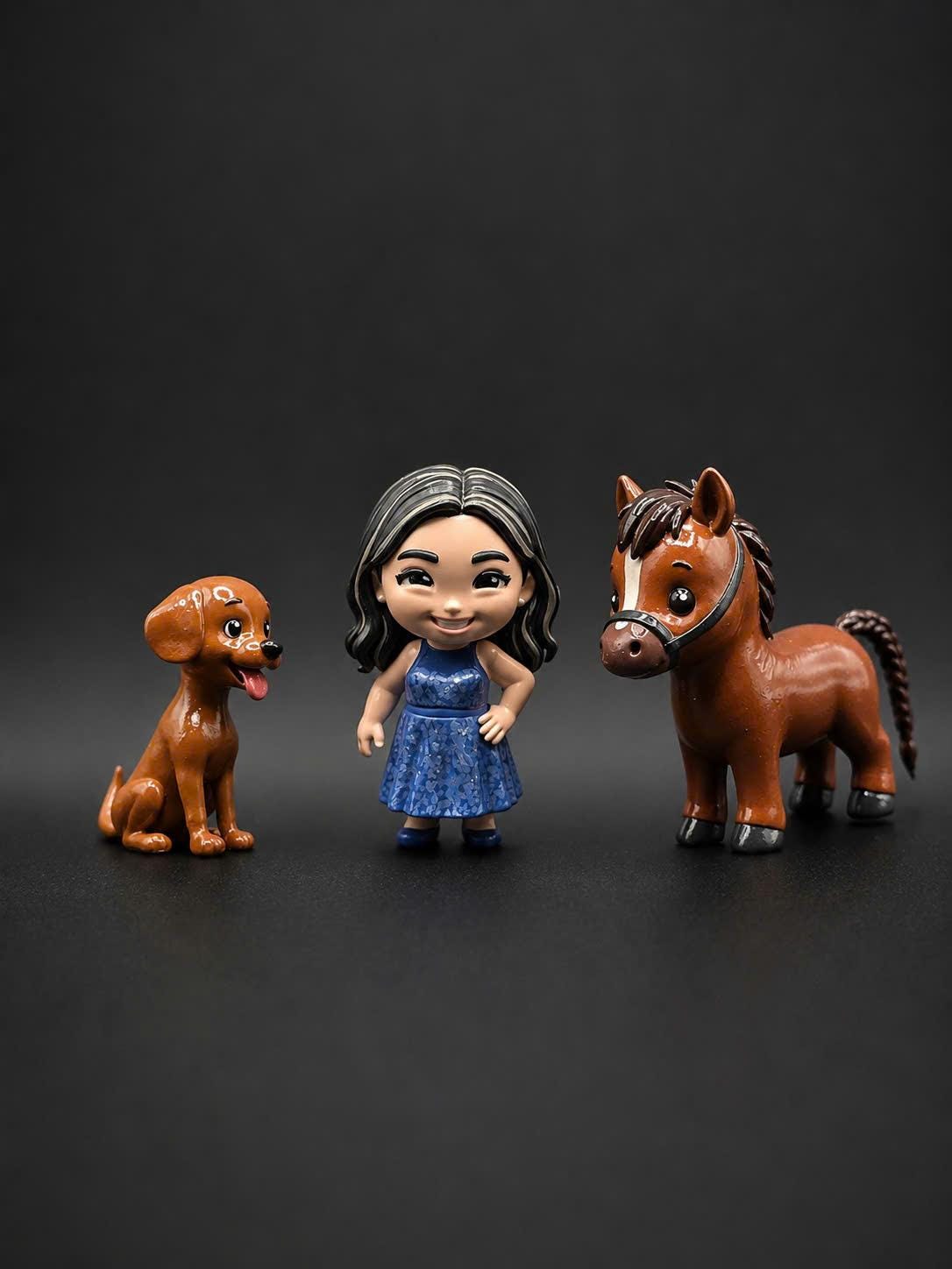 Personalized Chibi Figure with Pets | Custom Handmade Mini Figure | Cute Couple & Pet Gift