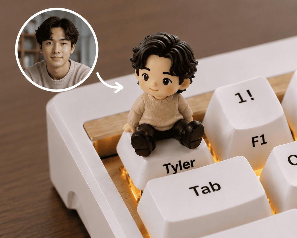 Custom Figurine Keycap from Photo, Personalized Artisan Resin Keycap, Custom Mini Figure, Mechanical Keyboard Gift