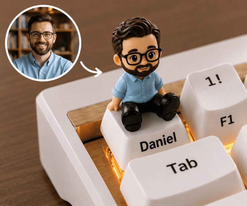 Custom Figurine Keycap from Photo, Personalized Artisan Resin Keycap, Custom Mini Figure, Mechanical Keyboard Gift