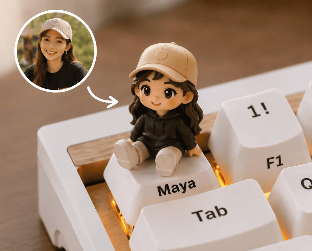Custom Figurine Keycap from Photo, Personalized Artisan Resin Keycap, Custom Mini Figure, Mechanical Keyboard Gift